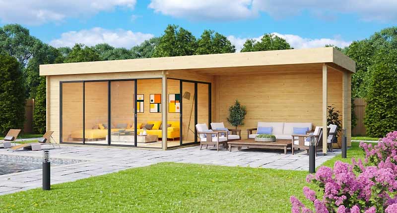 Modernes Gartenhaus mit Terrasse