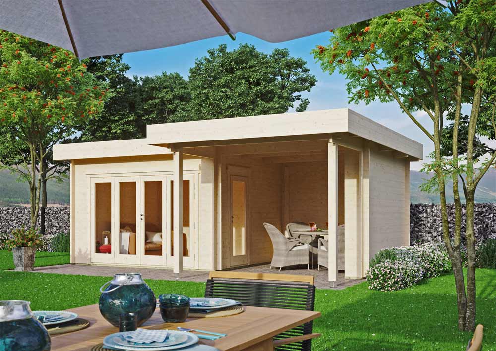 Modernes Gartenhaus mit Anbau