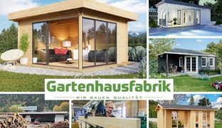 Gartenhausfabrik, Logo und Gartenhäuser